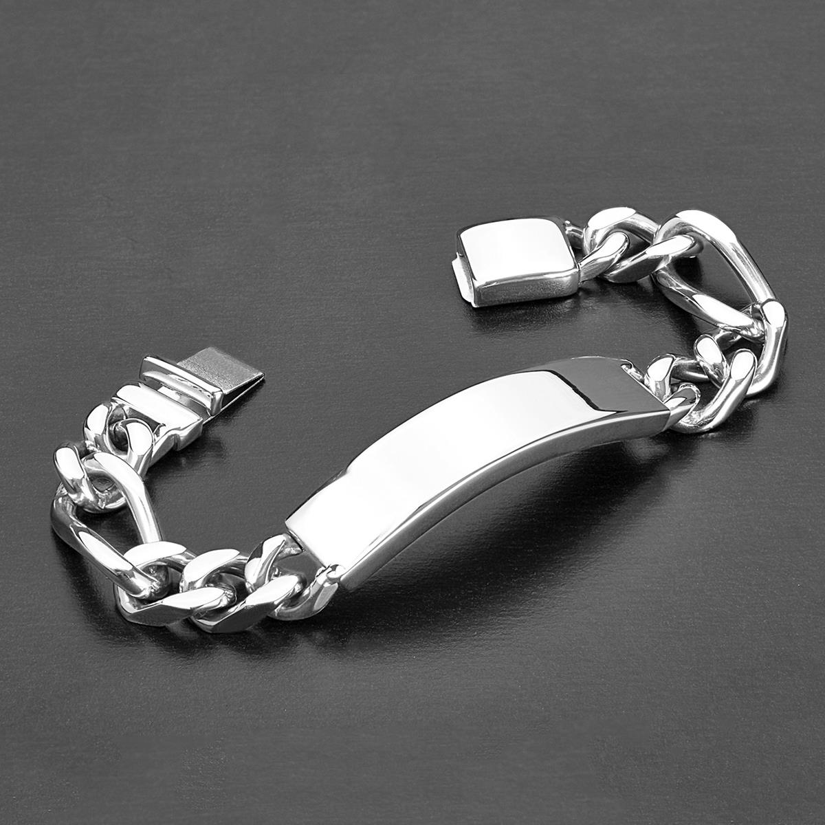 Crucible Polished Stainless Steel Mens ID Bracelet