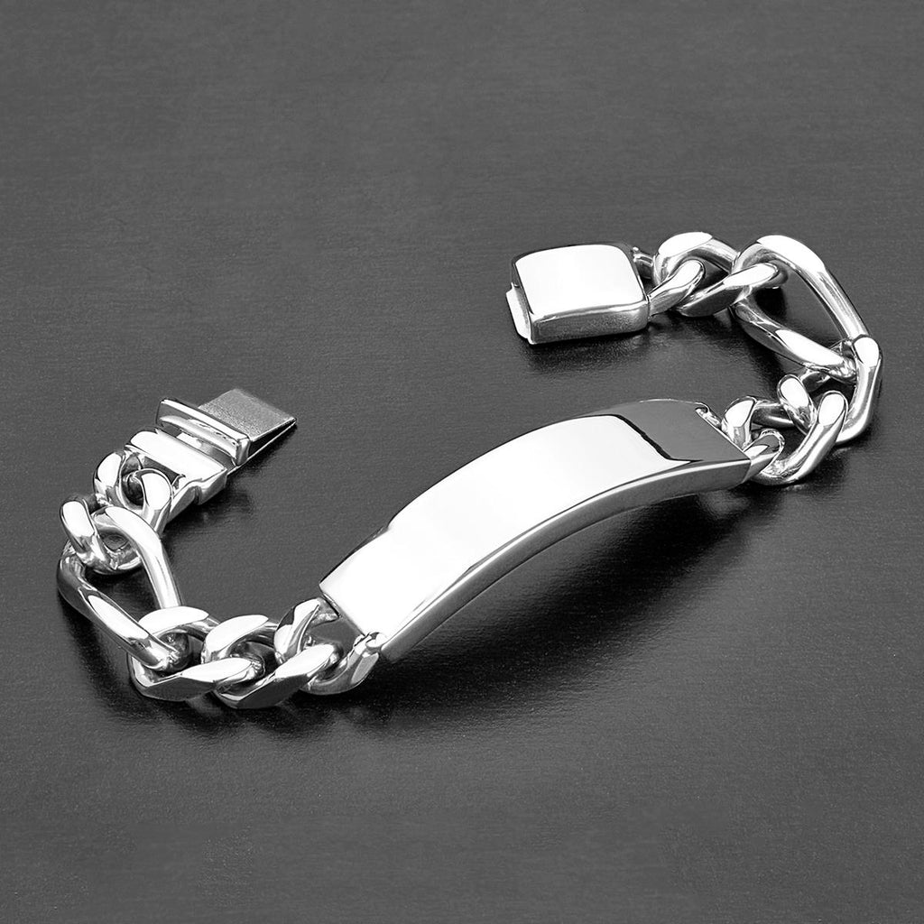 Crucible Polished Stainless Steel Mens ID Bracelet